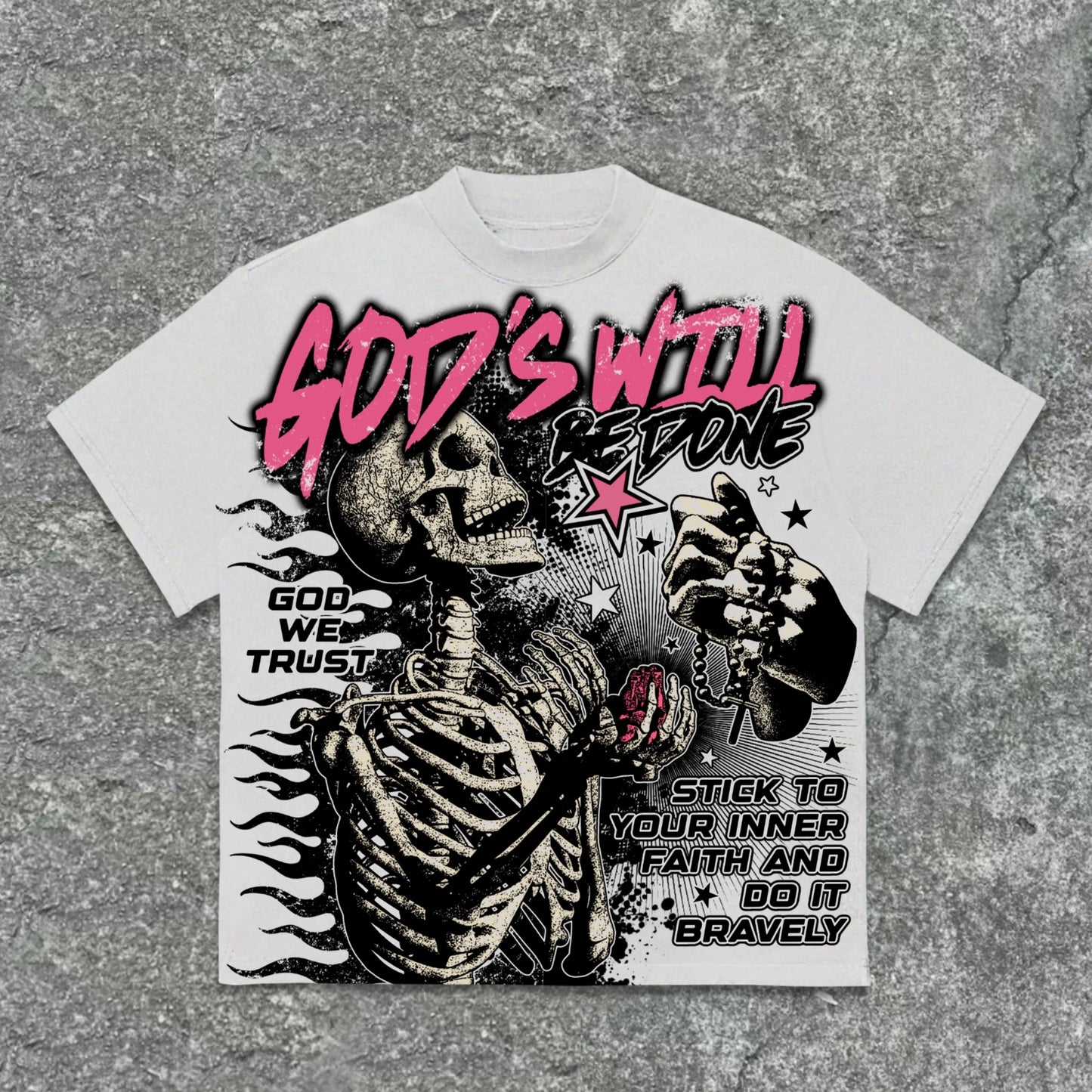 Y2K Oversized Retro God's Will Skull