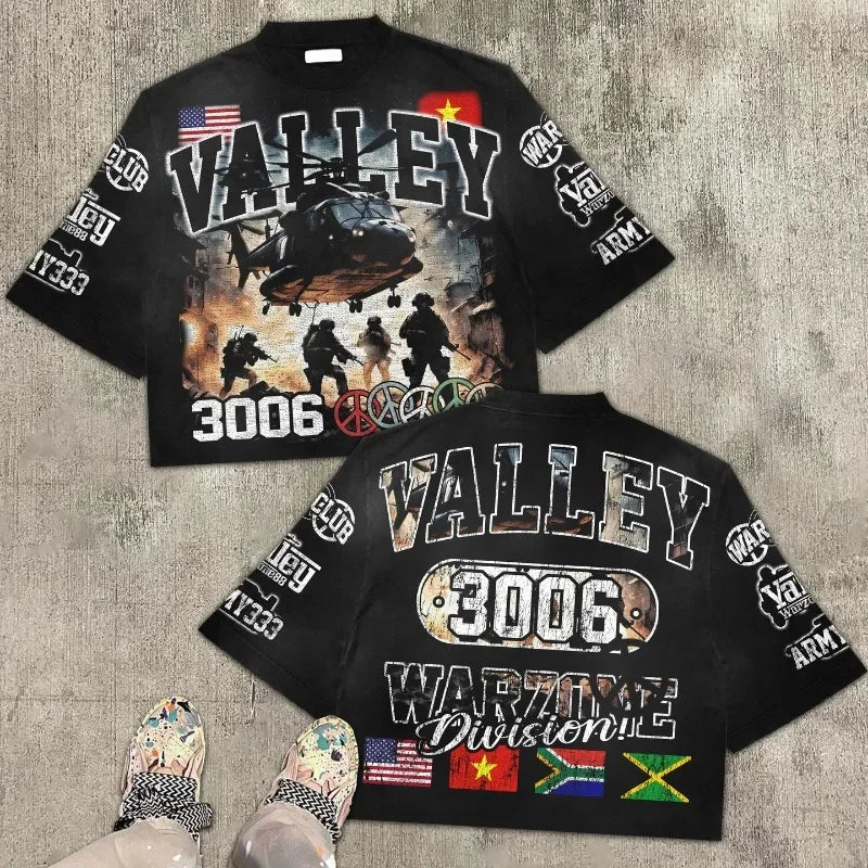 Y2kStreet Hip Hop Alphabet Pattern Oversized T-shirt