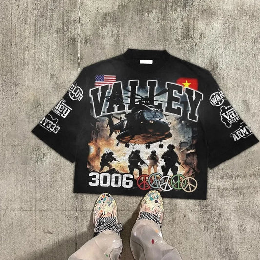 Y2kStreet Hip Hop Alphabet Pattern Oversized T-shirt